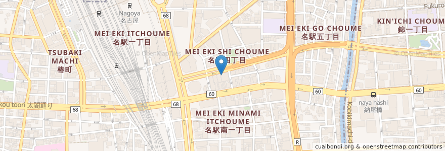 Mapa de ubicacion de コメダ珈琲店 en Japonya, 愛知県, 名古屋市, 中村区.
