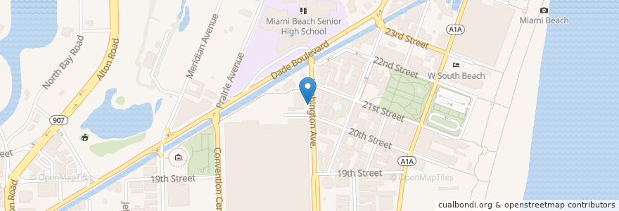 Mapa de ubicacion de Decobike 161 en Amerika Birleşik Devletleri, Florida, Miami-Dade County, Miami Beach.