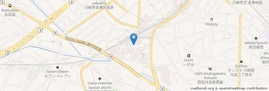 Mapa de ubicacion de 向ヶ丘遊園駅東口 en Giappone, Prefettura Di Kanagawa, 川崎市, 多摩区.