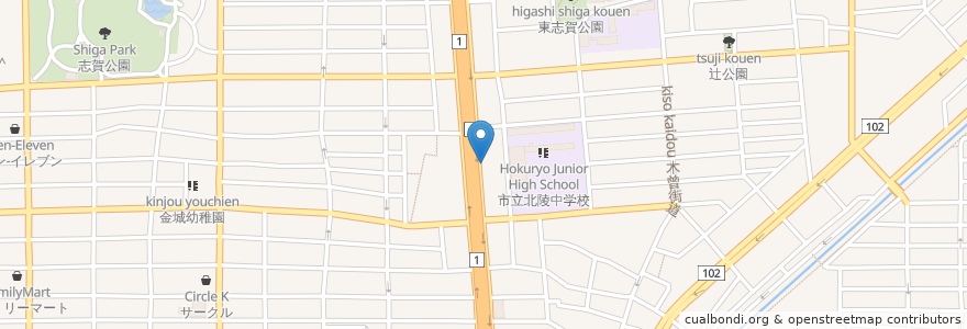 Mapa de ubicacion de 丹羽眼科 en Japão, 愛知県, Nagoia, 北区.