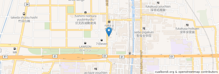 Mapa de ubicacion de らーめん喝采 en 일본, 교토부, 京都市, 伏見区.