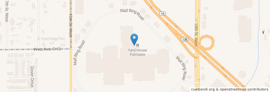 Mapa de ubicacion de Yard House en Verenigde Staten, Californië, Los Angeles County, Palmdale.