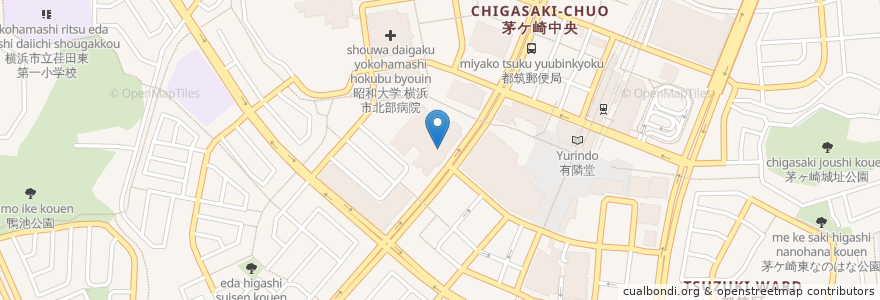 Mapa de ubicacion de Tsuzuki Public Hall en Japan, Kanagawa Prefecture, Yokohama, Tsuzuki Ward.