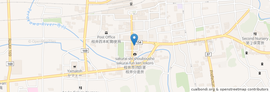 Mapa de ubicacion de 大和信用金庫本店 en Japan, Nara Prefecture, Sakurai.