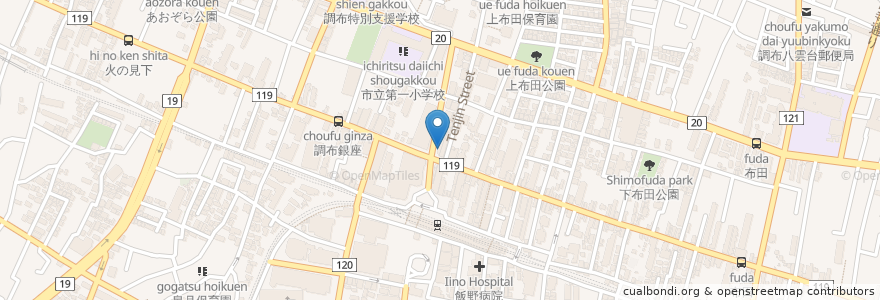 Mapa de ubicacion de 古沢眼科 en Japonya, 東京都, 調布市.