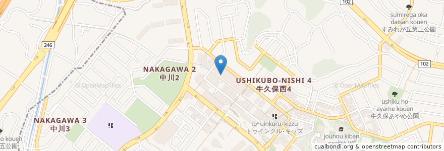 Mapa de ubicacion de イオン銀行 en 日本, 神奈川県, 横浜市, 都筑区.