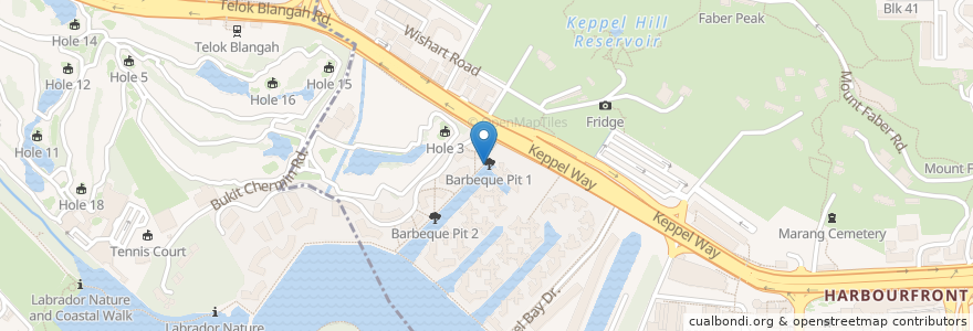 Mapa de ubicacion de Barbeque Pit 1 en Singapura, Southwest.