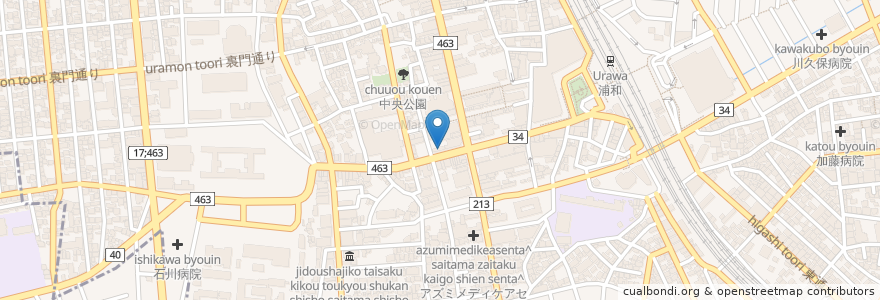 Mapa de ubicacion de 学びの王国 NEWS en Giappone, Prefettura Di Saitama, さいたま市, 浦和区.