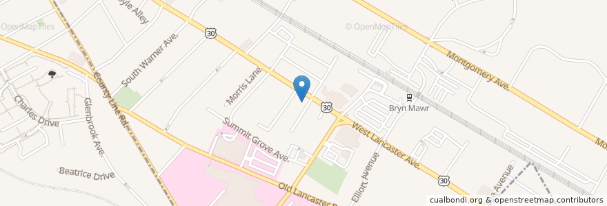 Mapa de ubicacion de Bryn Mawr Film Institute en Stati Uniti D'America, Pennsylvania, Lower Merion Township.