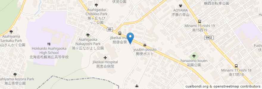 Mapa de ubicacion de 宮越屋珈琲 en Япония, Хоккайдо, Округ Исикари, Саппоро, Тюо.