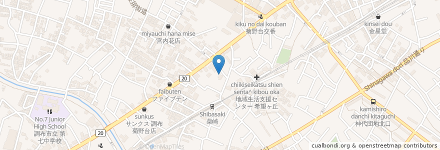 Mapa de ubicacion de 帆利川 en Japan, 東京都, 調布市.