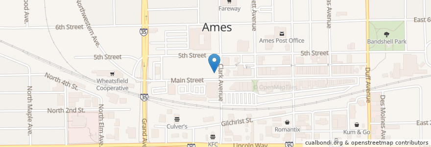 Mapa de ubicacion de Bruhl Chiropractic en 美利坚合众国/美利堅合眾國, 艾奥瓦州, Story County, Ames.