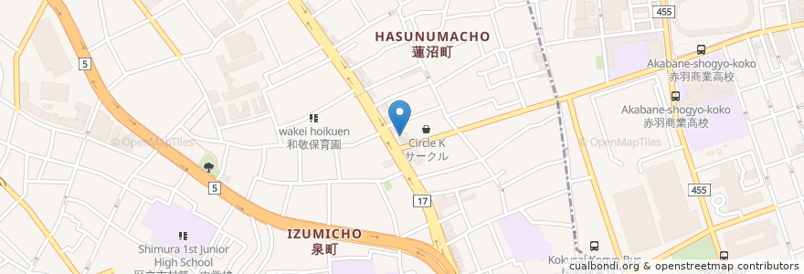 Mapa de ubicacion de 松乃家 (Matsunoya) en Japon, Tokyo, 板橋区, 北区.