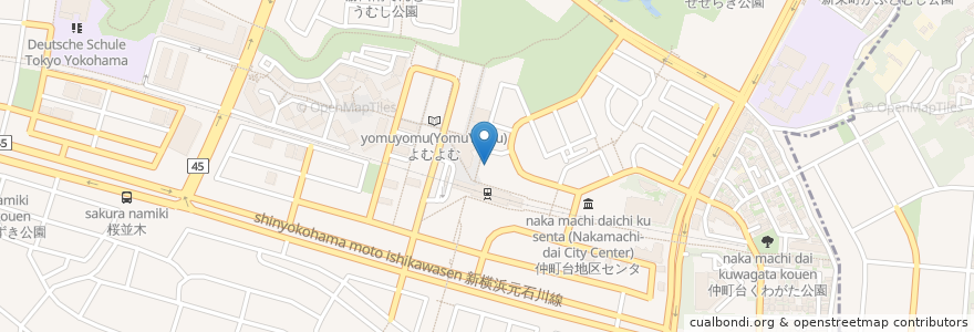 Mapa de ubicacion de オリジン弁当 en اليابان, كاناغاوا, 横浜市, 都筑区.