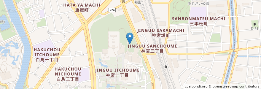 Mapa de ubicacion de 御田神社 en 日本, 愛知県, 名古屋市, 熱田区.
