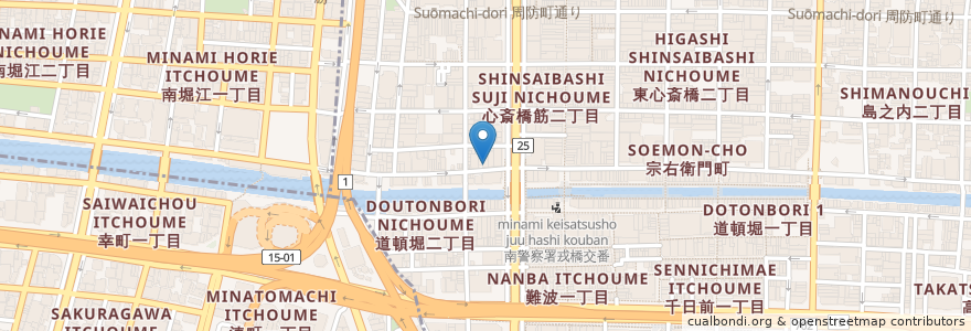 Mapa de ubicacion de 家族亭 en Giappone, Prefettura Di Osaka, 大阪市, 中央区.