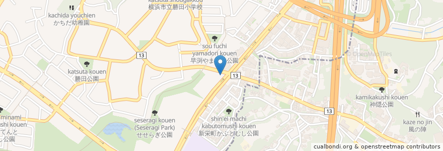 Mapa de ubicacion de 富山回転寿司 en Japão, 神奈川県, 横浜市, 都筑区.