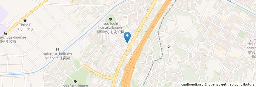 Mapa de ubicacion de 横濱家 en Japão, 神奈川県, 横浜市, 都筑区.