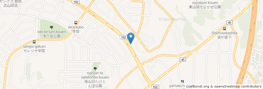 Mapa de ubicacion de すき家 en 日本, 神奈川県, 横浜市, 都筑区.