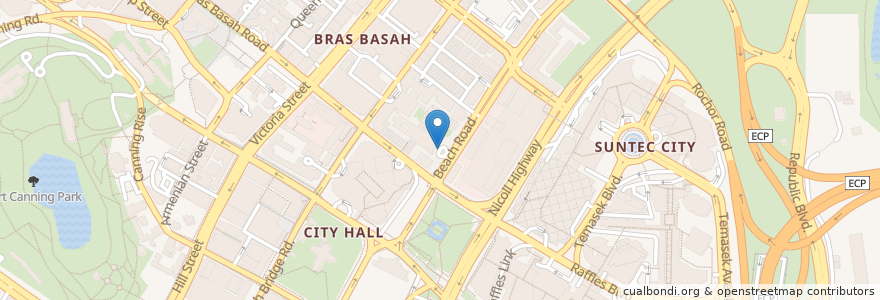 Mapa de ubicacion de Raffles Hotel en Singapur, Central.