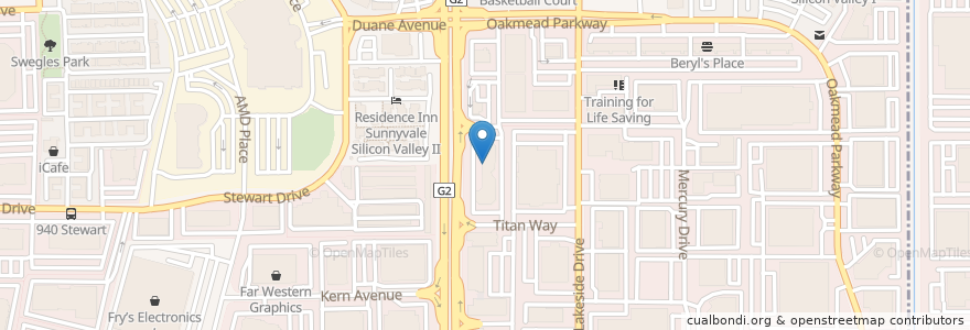 Mapa de ubicacion de Bagel Place Cafe en États-Unis D'Amérique, Californie, Santa Clara County, Sunnyvale.