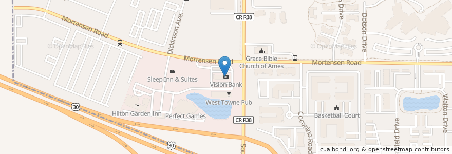 Mapa de ubicacion de Vision Bank en الولايات المتّحدة الأمريكيّة, آيوا, Story County, Ames.