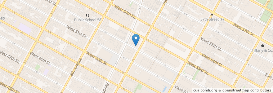 Mapa de ubicacion de Rosie O'Grady's Saloon en アメリカ合衆国, ニューヨーク州, New York, New York County, Manhattan, Manhattan Community Board 5.