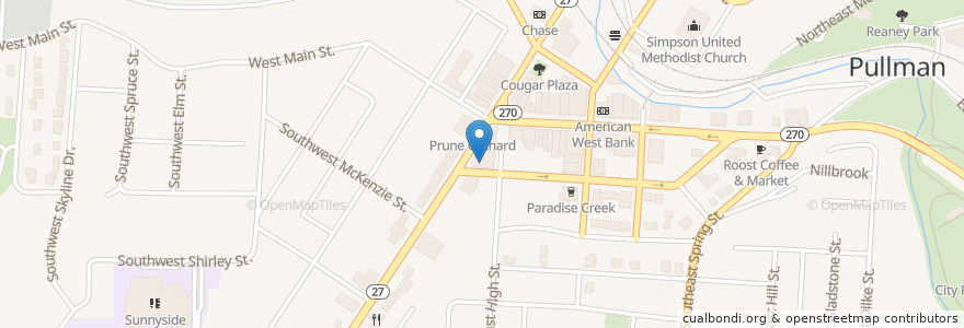 Mapa de ubicacion de Rancho Viejo en 美利坚合众国/美利堅合眾國, 华盛顿州 / 華盛頓州, Whitman County, Pullman.