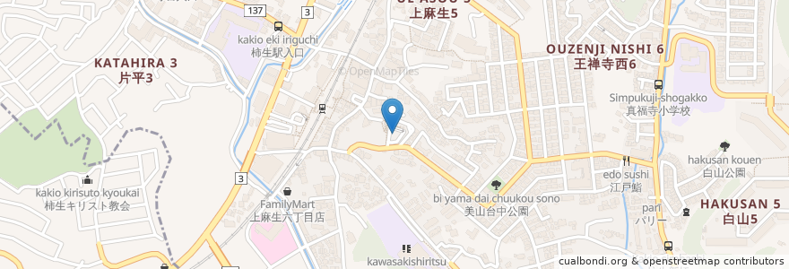 Mapa de ubicacion de 柿生駅前 en Giappone, Prefettura Di Kanagawa, 川崎市, 麻生区.