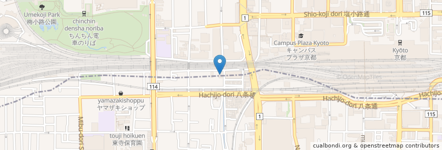 Mapa de ubicacion de 京都情報大学院大学京都駅前サテライト en 일본, 교토부, 京都市, 下京区.