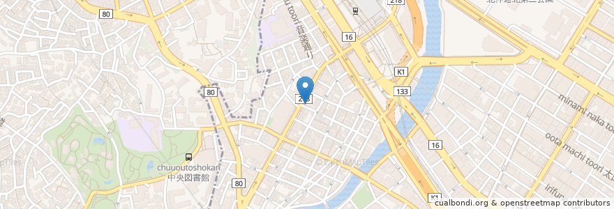 Mapa de ubicacion de 中国ラーメン楊 en Japón, Prefectura De Kanagawa, Yokohama, Barrio Naka, Barrio Nishi.