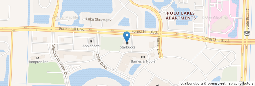 Mapa de ubicacion de Starbucks en Amerika Syarikat, Florida, Palm Beach County, Wellington.