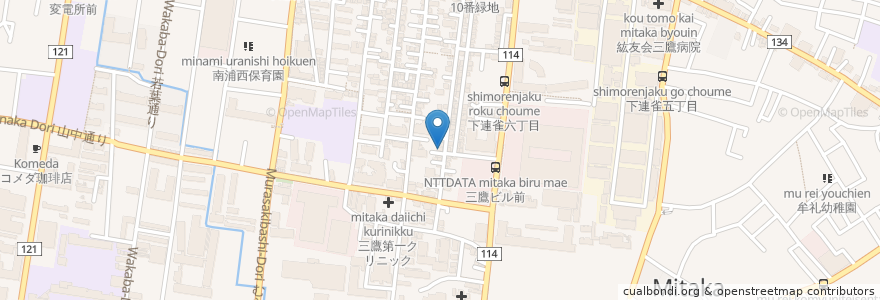 Mapa de ubicacion de 鳥山歯科 en 日本, 東京都, 三鷹市.