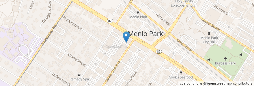 Mapa de ubicacion de Quiznos en Amerika Birleşik Devletleri, Kaliforniya, San Mateo County, Menlo Park.
