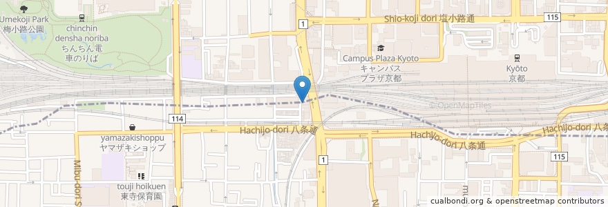 Mapa de ubicacion de KCGキャリア en 일본, 교토부, 京都市, 下京区.