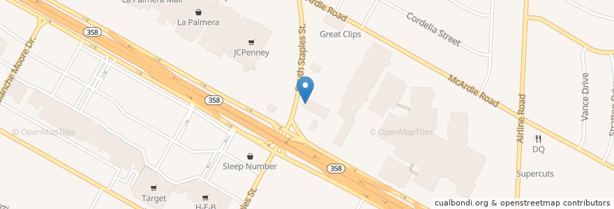 Mapa de ubicacion de Corner Bakery en Amerika Syarikat, Corpus Christi, Texas, Nueces County.