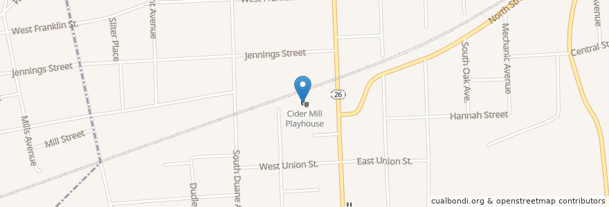 Mapa de ubicacion de Cider Mill Playhouse en الولايات المتّحدة الأمريكيّة, نيويورك, Broome County, Union Town, Endicott.
