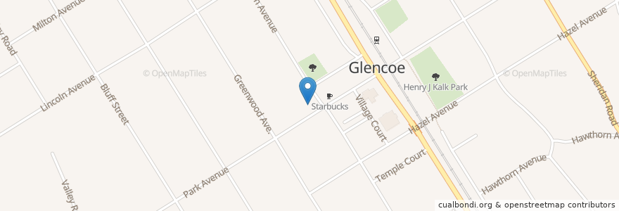 Mapa de ubicacion de Glencoe Roast en アメリカ合衆国, イリノイ州, Glencoe.