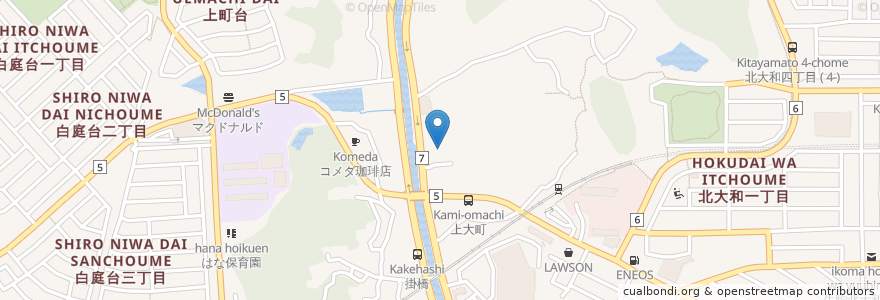 Mapa de ubicacion de きんのぶた en 日本, 奈良県, 生駒市.