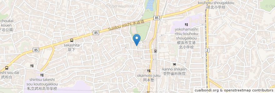 Mapa de ubicacion de Dwarika's en Japão, 神奈川県, 横浜市, 港北区.