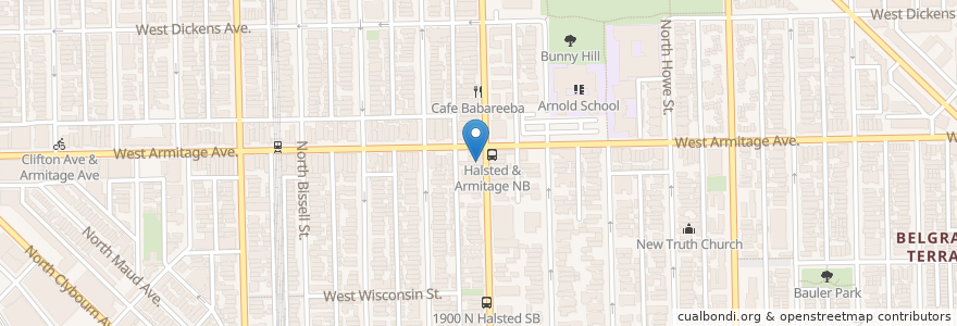 Mapa de ubicacion de Pasta Palazzo en Estados Unidos Da América, Illinois, Chicago.