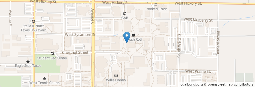 Mapa de ubicacion de Eagle Commons Library en United States, Texas, Denton County, Denton.
