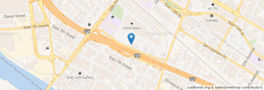 Mapa de ubicacion de Starbucks en Amerika Birleşik Devletleri, Kaliforniya, Alameda İlçesi, Oakland.