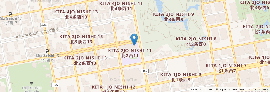 Mapa de ubicacion de 札幌市立中央幼稚園 en اليابان, محافظة هوكايدو, 石狩振興局, 札幌市, 中央区.