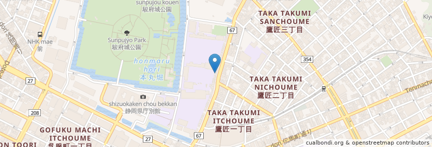 Mapa de ubicacion de 中華飯店新京 en Japonya, 静岡県, 静岡市, 葵区.
