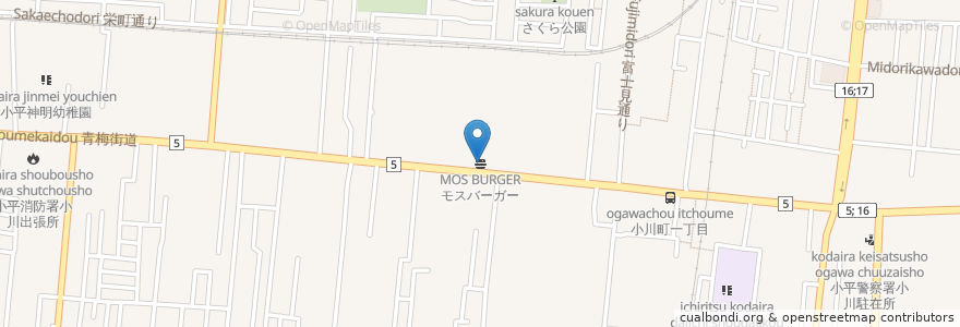 Mapa de ubicacion de モスバーガー en Japan, Tokio, 小平市.