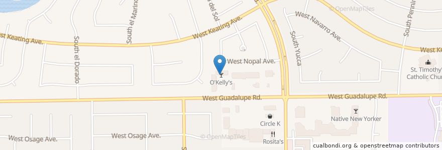 Mapa de ubicacion de O’Kelley’s Sports Bar & Grill en United States, Arizona, Maricopa County, Mesa.