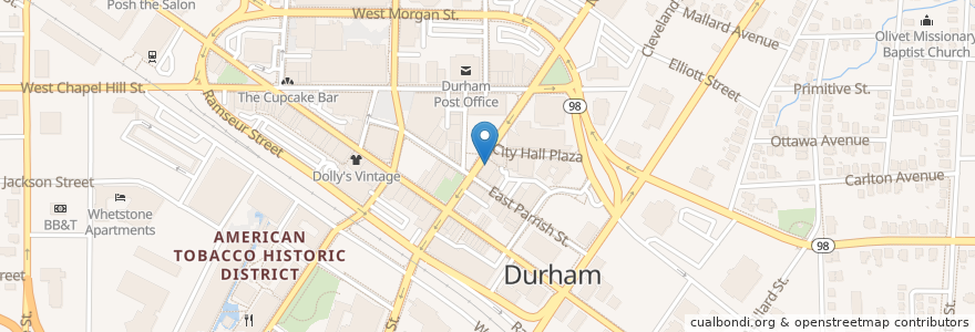 Mapa de ubicacion de Dos Perros en Vereinigte Staaten Von Amerika, Nord-Carolina, Durham County, Durham.
