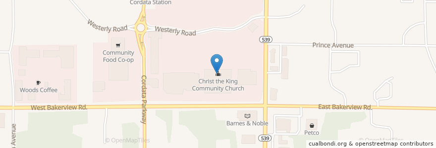 Mapa de ubicacion de Christ the King Community Church en Estados Unidos De América, Washington, Whatcom County, Bellingham.