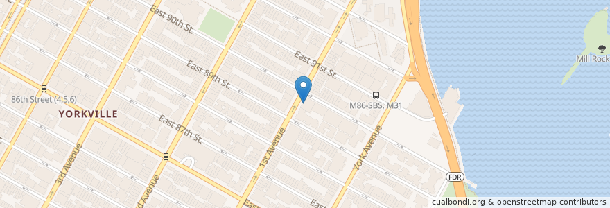 Mapa de ubicacion de Starbucks en 미국, 뉴욕, New York, New York County, Manhattan, Manhattan Community Board 8.